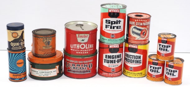 Assorted cans of petroleum products