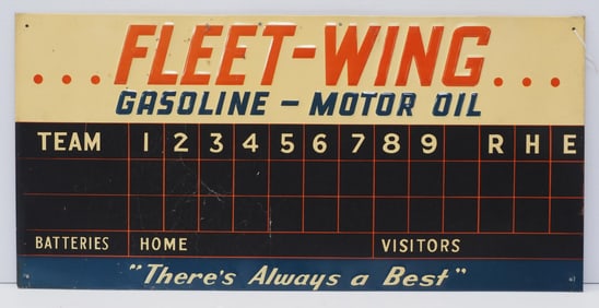 Fleet-Wing baseball game scoreboard sign