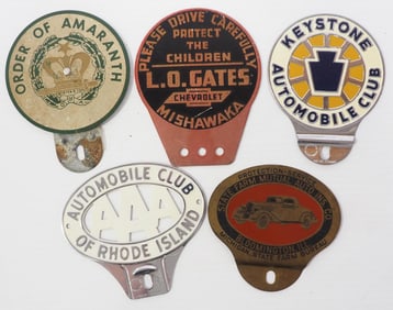 (5) Tin license plate toppers