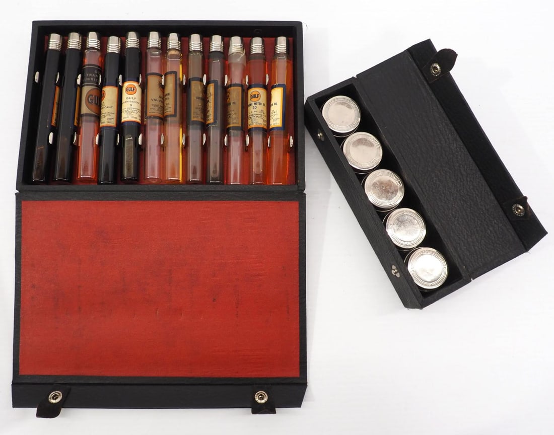 (2) Salesman sample cases of Gulf petroleum products (1 of 4)