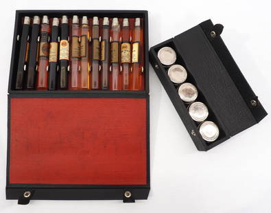 (2) Salesman sample cases of Gulf petroleum products: (2) Salesman sample cases of Gulf petroleum products including lubricant, oils, fluids, etc.