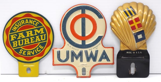 (3) Tin license plate toppers
