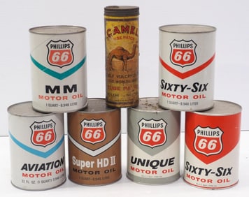 (6) Phillips 66 1-quart Motor Oil cans