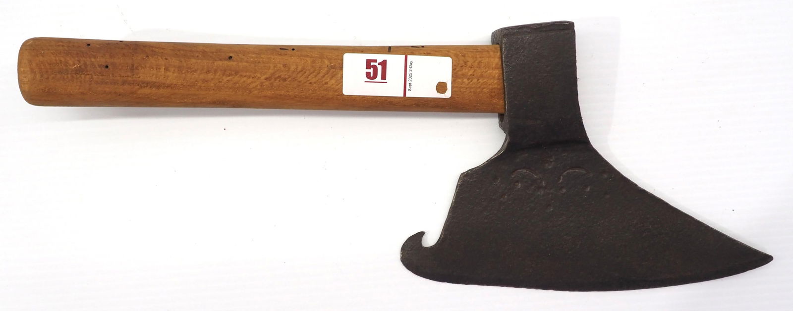 Early goosewing axe with unusual markings, newer handle: Early goosewing axe with unusual markings, newer handle