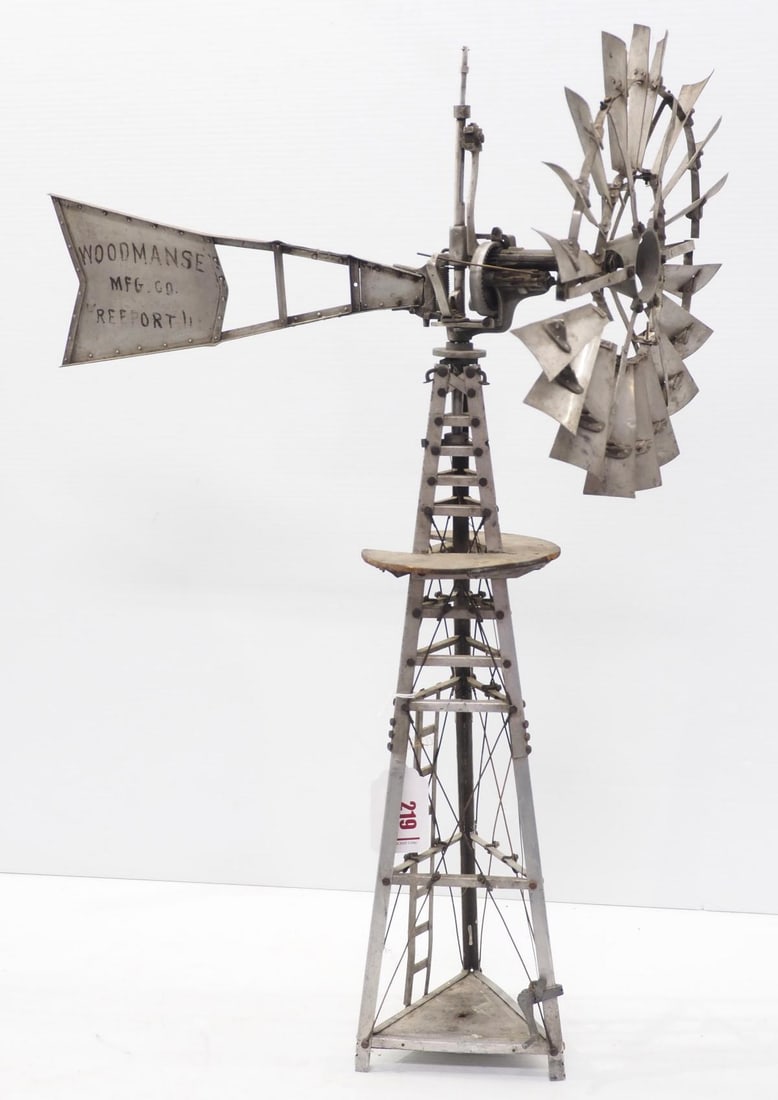Salesman sample aluminum Woodmanse windmill with detail, 29"H, 12"dia. fan (1 of 7)