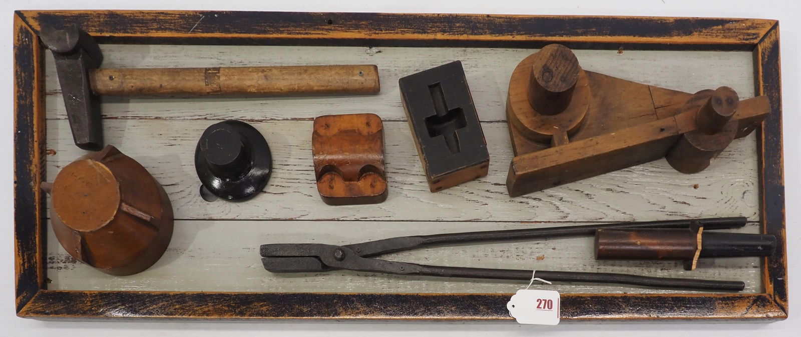 Display board of blacksmithing tools, 40"x15": Display board of blacksmithing tools, 40"x15"