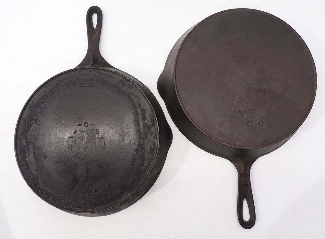 (2) Wagner No.9 cast iron skillets with fire rings (1 of 2)