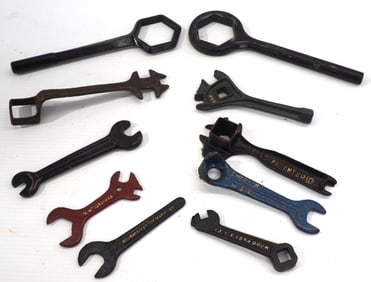 (10) Cast iron wrenches including Dayton, Emerson, DeLaval, Sharples, (2) Fordson & others