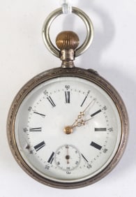 Swiss 10J pocket watch, serial #54912, with .800 silver case