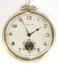 Elgin #914 3-pos 17J pocket watch, serial #1852734, with 10K rolled gold plate case