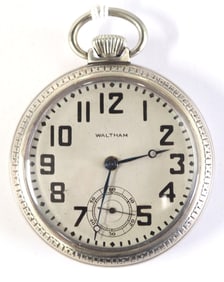 American Waltham Giant 15J size 16 and a half pocket watch, serial #19741153, with base metal case,