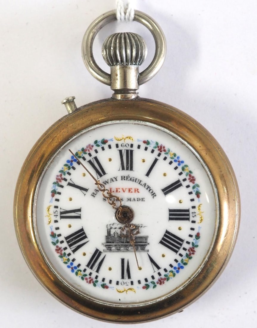 Swiss Railway Regulator LS pocket watch with glass covered works: Swiss Railway Regulator LS pocket watch with glass covered works - not working