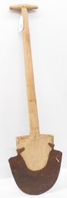 Early wooden& metal spade, 37"L