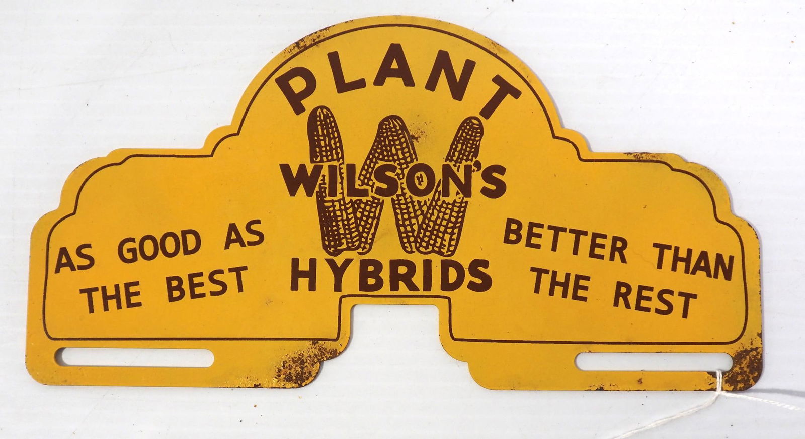 Plant Wilson's Hybrids tin license plate topper (1 of 2)