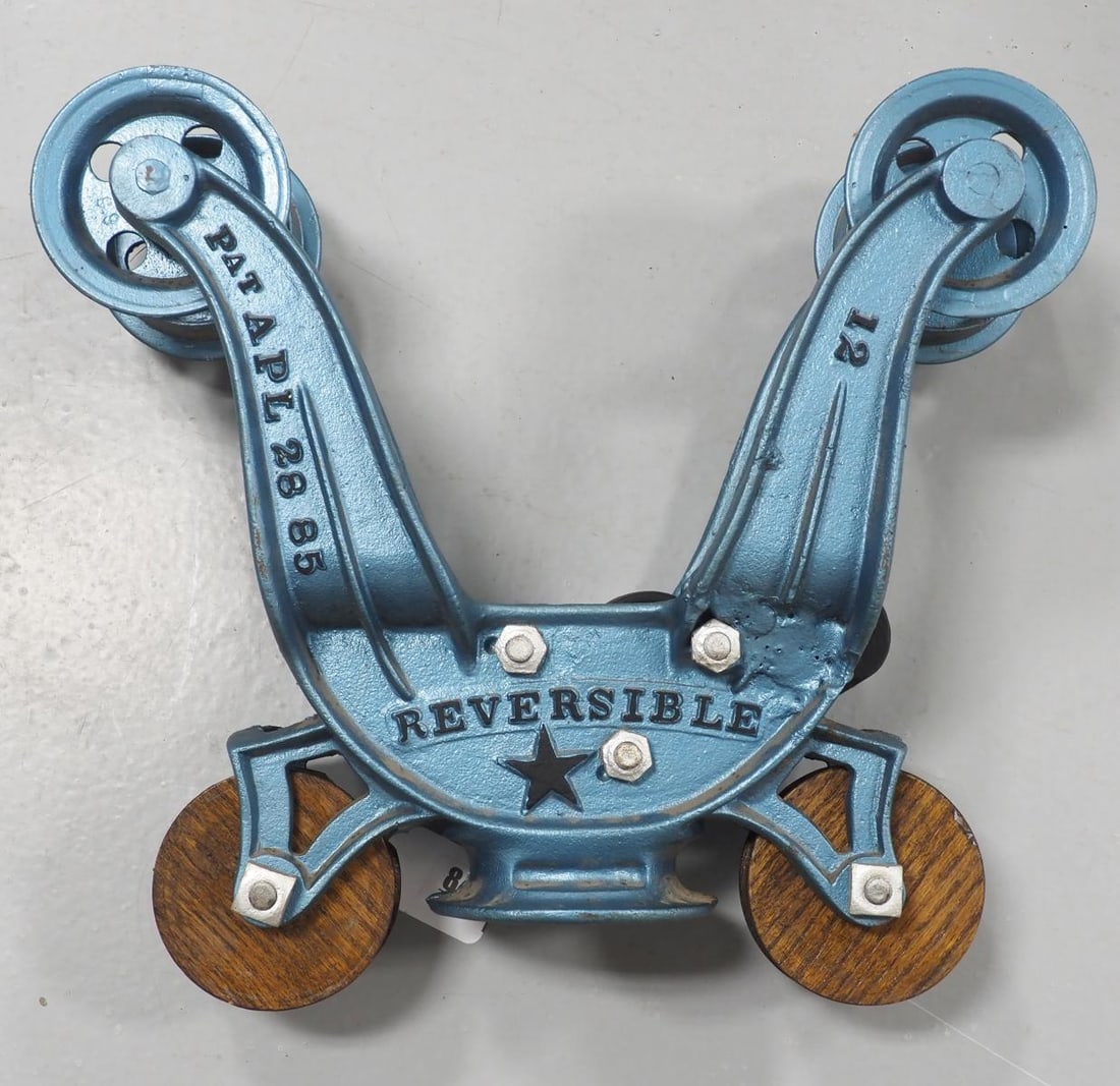 Hunt Helm & Ferris "Reversible" hay trolley, patent applied for 1885 (1 of 3)