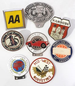(8) Metal emblem tags: (2) Triumph Register / Mid-West Corvettes / Hamburg / Antique Automobile Club