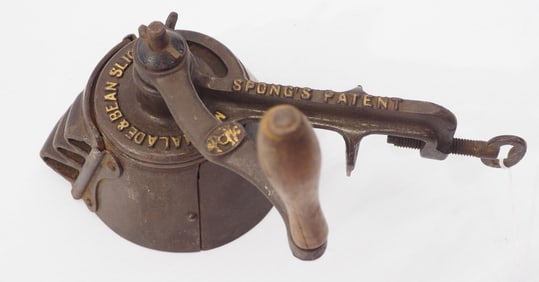 Hand-crank, table-mount Marmalade & Bean Slicer, Spong's Patent