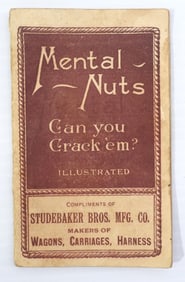 "Mental Nuts" brain teaser advertising booklet from Studebaker Bros. Mfg. Co.
