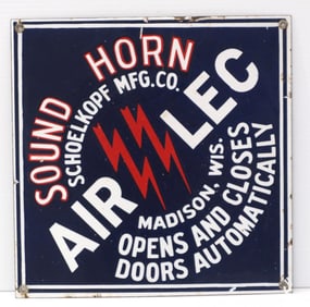 17"x17" SSP Air Leg Sound Horn sign for Schoelkopf Mfg. Co., of Madison, Wisc.