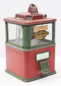 Country store countertop penny vendor by Magic Vendor, marked Property of Al Hoff, 9"x9"x15"H