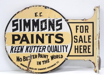 18.5"x13.5" DSP flanged Simmons Paints, Keen Kutter Quality sign