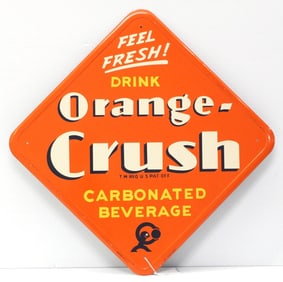 21.5"x21.5" SST Drink Orange Crush sign, marked 673 0/39 SSCO