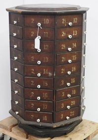 72-drawer octagon wooden country store revolving bolt cabinet