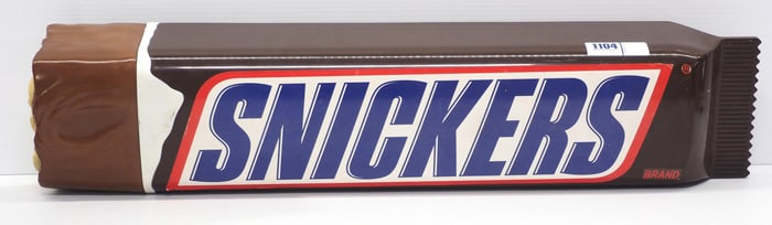 Snickers plastic store display, 5"x7"x32"L