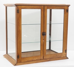 Wood & glass countertop country store display case, 27"x17"x26.5"H