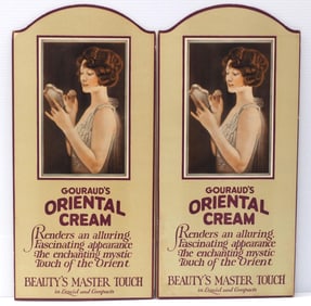 (2) 9.5"x20" cardboard advertisements for Gouraud's Oriental Cream