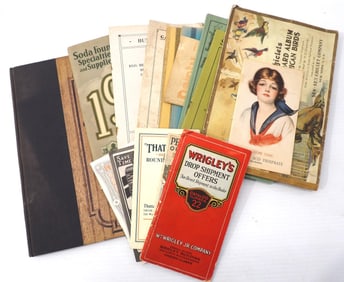 Lot of assorted paper advertising for businesses including Perfection Oil Heaters, Liquid Carbonic