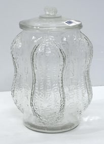 Planters Peanuts embossed glass country store jar with peanut lid