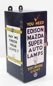 Edison Mazda Super Auto Lamps porcelain country store product cabinet, 7"x8"x16"H