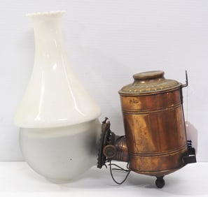 1-burner wall-mount angle lamp with globe and shade