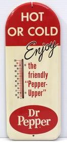 6.5"x16" tin Dr Pepper "Hot or Cold" thermometer