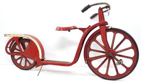 1940's Hiawatha scooter bicycle with red & white paint, 56"L