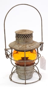 Railroad lantern with amber globe