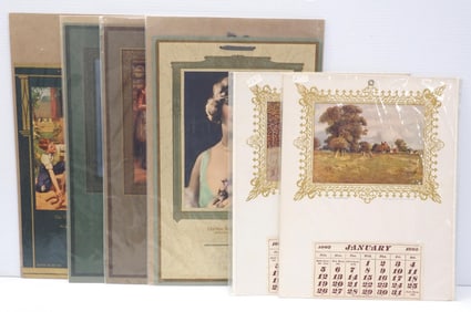 (6) Early 1900's calendars for Missouri, Iowa and Michigan businesses with great pictures! All