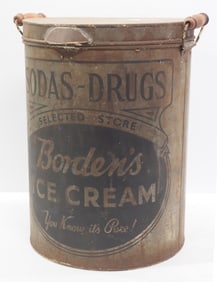 Borden's Ice Cream tin pail with great graphics, 14"dia. x 19"H