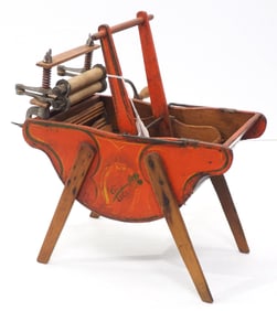 Salesman sample wooden wash machine with Horseshoe Brand wringer with good original paint,