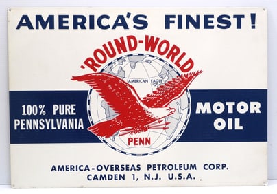 27"x19" SST America's Finest 'Round-World Motor Oil sign