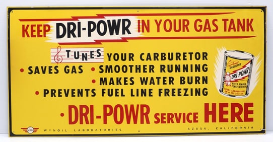 36"x18" SST Dri-Powr carburetor cleaner sign for Wynoil Laboratories