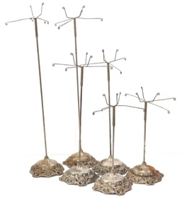 (6) Country store nickel-plated countertop display stands
