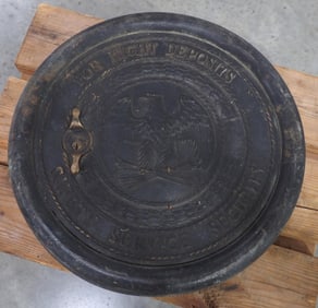 Very heavy brass night deposit bank door, 17.5"dia.