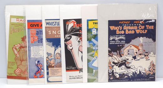 Disney related composed music booklets including Wizard Of Oz "Over the Rainbow", music from Mickey