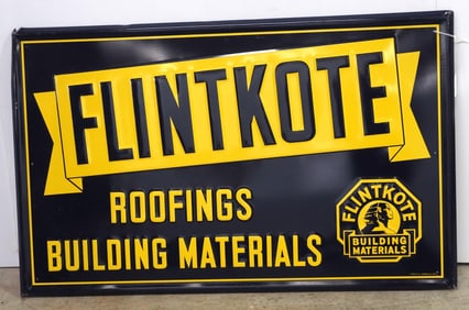 47"x30" SST self-framed, embossed Flintkote Building Materials sign, by A-M Sign Co. 8-48