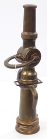 Grether Fire Equipment Co., Dayton OH brass fire nozzle, 17.5"L