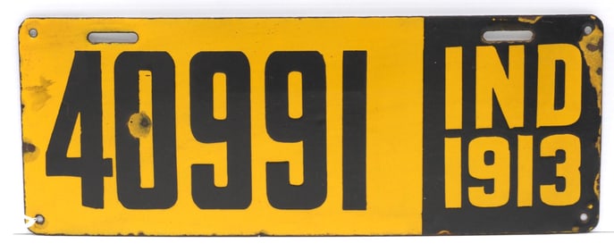 1913 Indiana porcelain license plate #40991