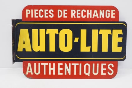 18"x12" DST flanged Auto-Lite sign in French, marked ALF IF-5-49 CCC 90 on flange