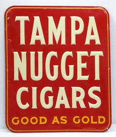 20"x24" SST embossed Tampa Nugget Cigars sign, marked A-M 1-64